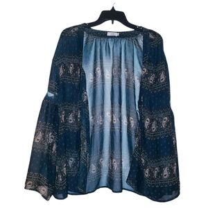TOBI Paisley Balloon Sleeve Button Front Kimono